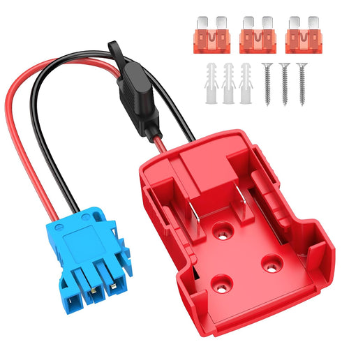 Power Wheels Adapter for Milwaukee M18 Battery with Wire Harness Connector Compatible with Peg-Perego Children Ride-on Car, 12AWG Wire with 40A Fu...