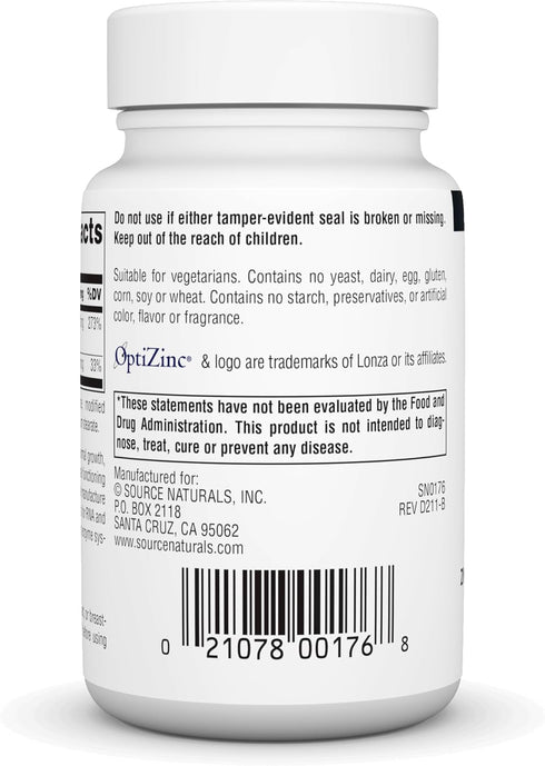 Source Naturals OptiZinc Zinc Methionine Sulfate Complex & Dietary Supplement - 240 Tablets...