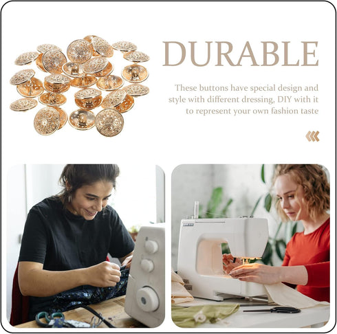 MILISTEN 30pcs Round Metal Hollow Out Button Coat Buttons Flat Buttons Jacket Button Trousers Buttons Sewing Buttons (Light Golden 18mm)...