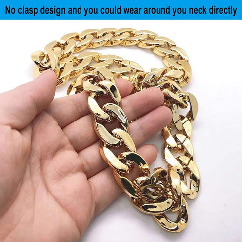 Markeny Men's Chunky Necklace, Rapper Fake Gold Chain 90s Hip Hop Fake Gold Necklace Costume Accessory (27.5 Inches*1.37inches)...