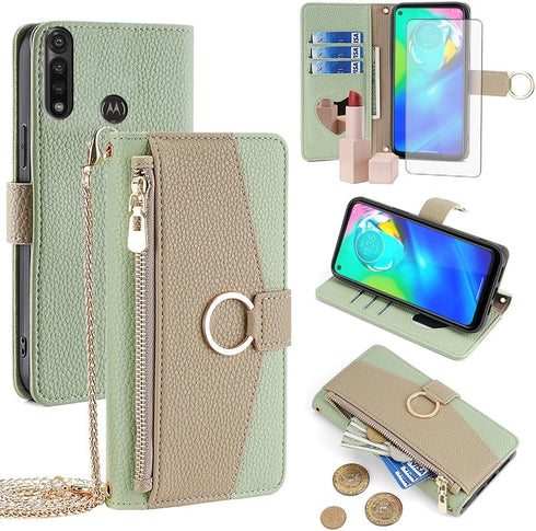 Asuwish Phone Case for Moto G Power 2020 Wallet Cover with Tempered Glass Screen Protector and Mirror Flip Cover Ring Credit Card Holder Crossbody...