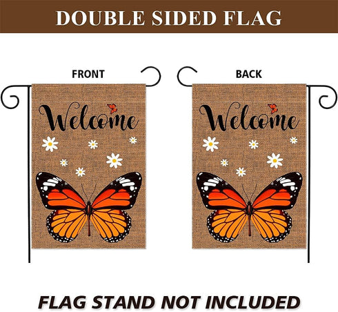 Welcome Monarch Butterfly Garden Flag Butterfly lovers Burlap Vertical Double Sided Yard Flags, Keep Flying if You Have Wings Outdoor Indoor Lawn ...