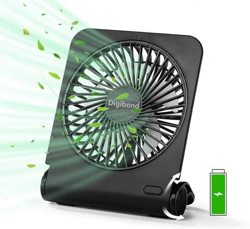 Desk Fan, 3000mAH Rechargeable Battery Powered Ultra Quiet 4 Speed 5in 225° Rotated Mini and with USB for Desk Top/Office Strong Airflow Easy Clea...