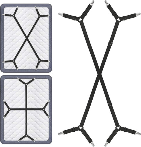 Foloda Bed Sheet Holders, 2 pcs Adjustable Fitted Sheet Straps Holders for Bed Corner, Sheet Fasteners Clips Suspenders lockers Gripper Scrunchie,...