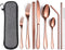 AARainbow 9 Pieces Stainless Steel Flatware Set Portable Reusable Cutlery Set Travel Utensils Set Including Chopsticks Knife Fork Spoon Straws Cle...