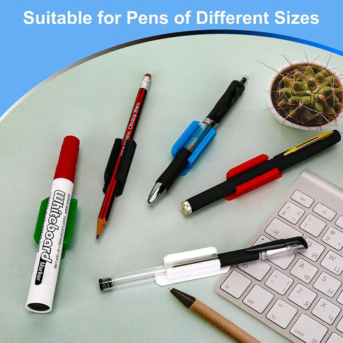 10Pcs Silicone Pen Holder for Desk, Adhesive Pen Holder for Classroom Clipboard Attachment, Office Desk Organizers, Silicone Pencil & Marker Holde...