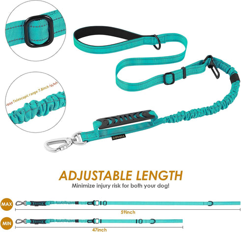 Reflective Dog Leash, Heavy Duty Dog Leash with Car Seat Belt and Padded Handle, Tactical Dog Leashes for Walking, No Pull Dog Leash for Large Med...