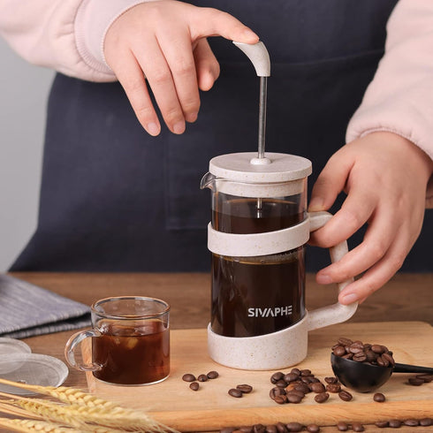 Sivaphe Small French Press 12 fl.oz Light-weight Durable High Borosilicate Carafe with Stainless Steel Filter 0.35L Coffee Maker Frothed...