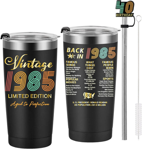 1985 40th Birthday Gift for Women and Men - 40th Gifts for Parents - 40th Class Reunion - Mom Dad Wife Husband Grandpa Grandma Present - 20oz Tumb...