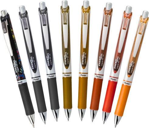 EnerGel RTX Retractable Liquid Gel Pen, Change Expressions Pack, 0.7mm, Metal Tip, Medium Line, Assorted Ink, Pack of 8 Pens (BL77XCHABP8M)...