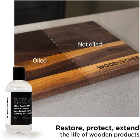 Cutting Board Food Grade Mineral Oil (8,5 oz) - Revitalize Cutting Board, Butcher Block, Countertops and Wood Utensils - Food Safe - Made in North...
