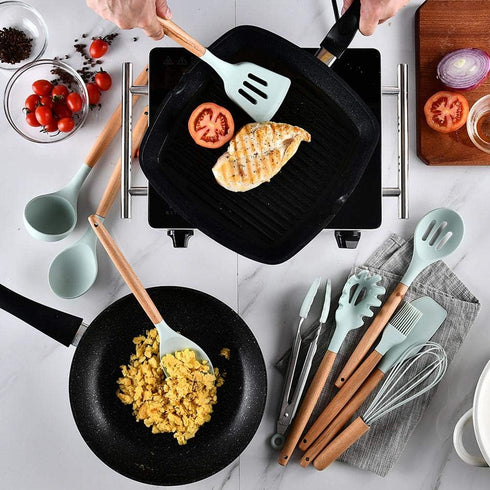 Pasta Server, Silicone Cooking Kitchen Utensil Natural Wood Handle BPA Free Non Toxic Cookware Spaghetti Spoon...