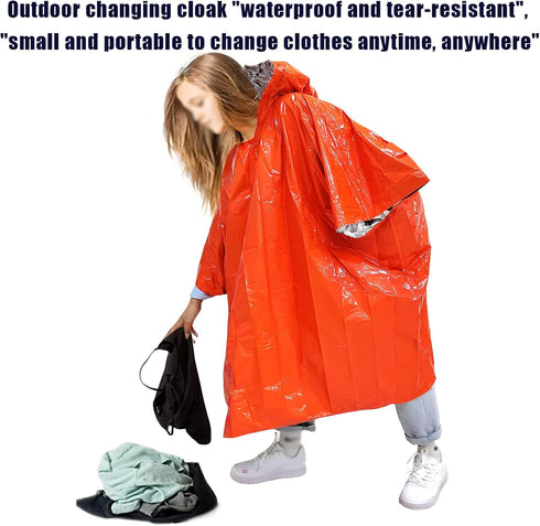 Emergency Blanket Poncho, 4 Pack Ultralight Waterproof Thermal Survival Space Blanket Ponchos with Hood for Camping Hiking Outdoor...