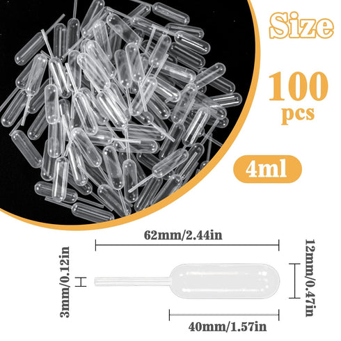 100 Plastic Pipettes Dropper for Cupcakes - 4ml Disposable Cupcake Pipettes Cupcake Injector Mini Pipettes Pippets Disposable Droppers Pipets Liqu...
