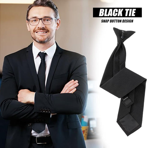 2 Pieces Men's Clip on Ties Black Ties for Men 20 Inches Pre Tied Neckties for Business Banquets, Parties, Weddings, School Uniforms...