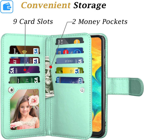Takfox Wallet Case for Samsung Galaxy A50, Galaxy A50 Case Wallet PU Leather with 9 Card Slots Holder Folio Flip Magnetic Detachable Phone Case & ...