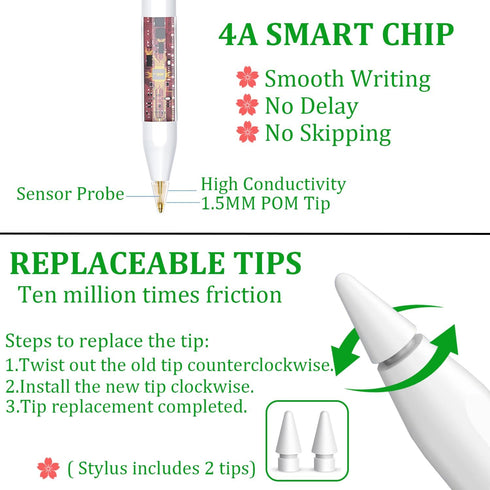 2024 Stylus Pen for iPad,Tablet Pencil Charges Magnetically Tilt Sensitivity Palm Rejection Compatible with iPad Pro 12.9"/11",iPad Air 3/4/5 iPad...
