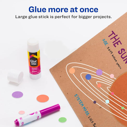 Avery Glue Stick White, Washable, Permanent, 1 Per Pack, 6 Packs, 6 Glue Sticks Total (00191)...