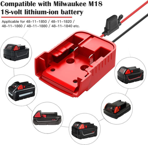 2 Packs Power Wheels Adapter for Milwaukee M18 Battery Adapter 18V Power Wheels Battery Converter Kit with Fuse & Switch & Wire Terminals, 12AWG W...