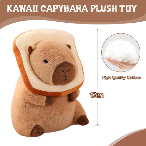 Cute Capybara Plush Kawaii Soft Capybara Plush Doll Pillow with Bread Capybara Stuffed Aniamls Toys for Girls Kids Adults Birthdays Valentines Gif...