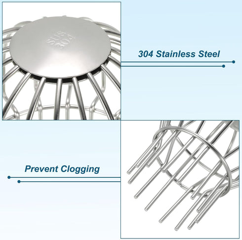 PATIKIL Gutter Guard, 304 Stainless Steel Down Pipe Strainer, Anti-Blocking Line Cap Drain Cover Downspout Protector for Blockage Leaves Debris, 3...