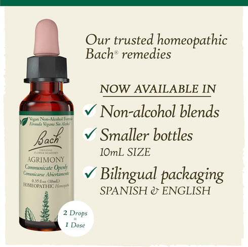 Bach Original Flower Remedies, Agrimony for Open Communication (Non-Alcohol Formula), Natural Homeopathic Flower Essence, Holistic Wellness and St...