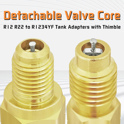 Boltigen R1234YF Refrigerant Tank Adapters, R12 to R1234YF Adapter Connector, 1/2 LH to 1/4 Flare R1234YF Vacuum Pump Adapter Fittings with Valve ...