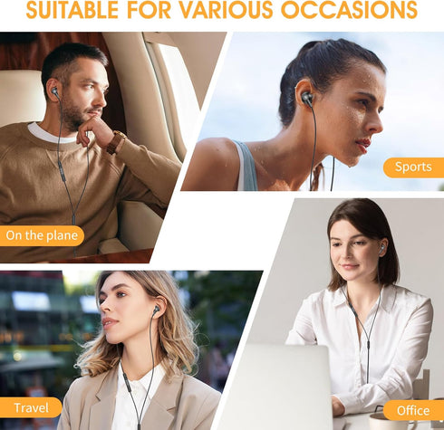 Black Wired Earbuds with Mic in-Ear Earphones Build-in Microphone HiFi Stereo Headphones Compatible for iPhone iPad Android Mp3 and Most of 3.5mm ...