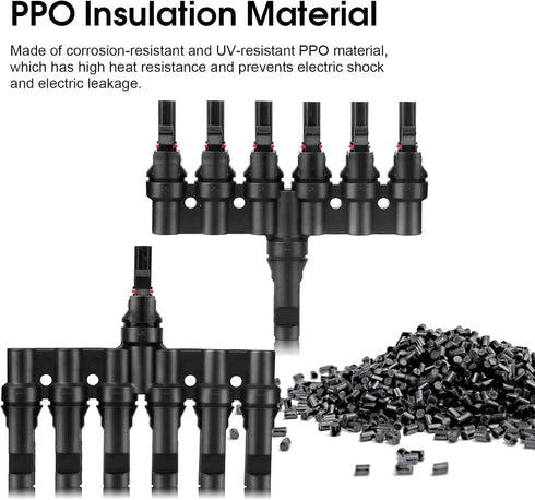 6 to 1 T Branch Connector Solar Panel Connectors Cable Splitter Coupler 1 Male to 6 Female and 1 Female to 6 Male, Solar cable connectors for resi...