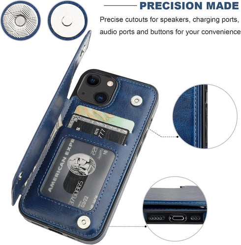 ONETOP Compatible with iPhone 13 Wallet Case with Card Holder, PU Leather Kickstand Card Slots Case, Double Magnetic Clasp Durable Shockproof Cove...