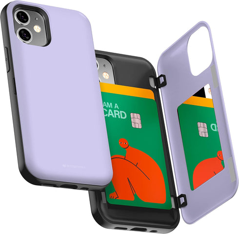GOOSPERY iPhone 12 Mini Wallet Case with Card Holder, Protective Dual Layer Bumper Phone Case - Purple...
