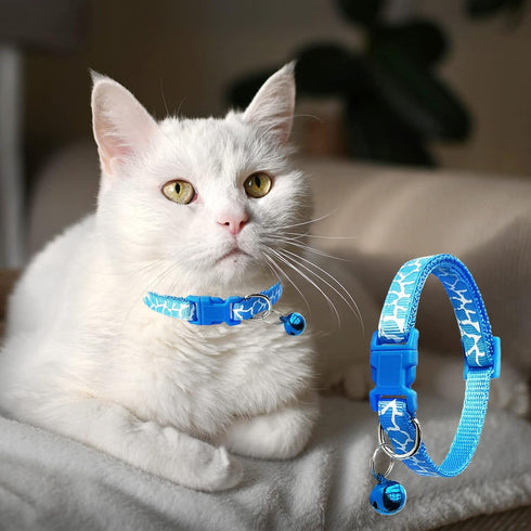 Jecikelon 6 PCS Puppy Collars Adjustable Pup Collar for Small Pet Dog Polyester Cat Collar with Bell Basic Collar for Small Dogs (Small, Crack)...
