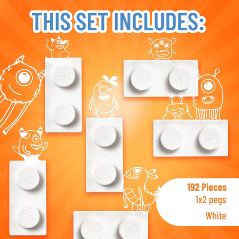 Strictly Briks Classic Bricks Starter Kit, White, 192 Pieces, 1x2 Inches, Building Creative Play Set for Ages 3 and Up, 100% Compatible with All M...