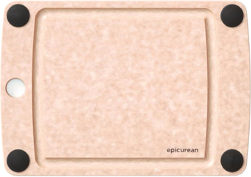 Epicurean All-In-One Cutting Board with Non-Slip Feet and Juice Groove, 10" × 7", Natural/Black...