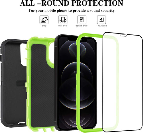 Case for iPhone 12 Pro Max Case 6.7" with 2 Screen Protector, Full Body Rugged Heavy Duty Military Grade Cover, Shockproof Drop-proof Protection D...
