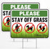 2PC Stay Off Grass Sign with Stake, 17 Inches by 13 Inches - Corrugated Plastic - Keep Off Grass Sign - Dont Walk On Grass Lawn Sign - No Dog Poop...