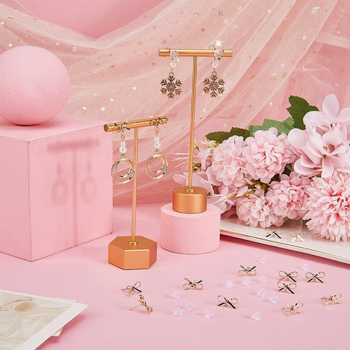 SUNNYCLUE 1 Box 20 Sets Real 18K Gold Plated Earring Posts Stud Earring Findings Earring Studs Earring Stud with Hole Bowknot Post Earrings for Je...