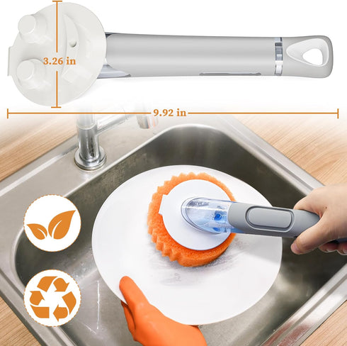 RIMAY Smile-Face Dish Wand Handle for Scrub Daddy Sponge - Soap Dispensing Cleaning Dishwand Scrub Handle Set with Holder (No Sponge Included)...