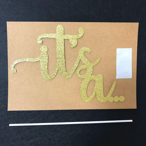 ALISSAR Glitter Double Sided Gold Gender Reveal Cake Topper, It's a Cake Topper for Boy or Girl Baby Reveal Party Decorations(Double Sided Gold)...