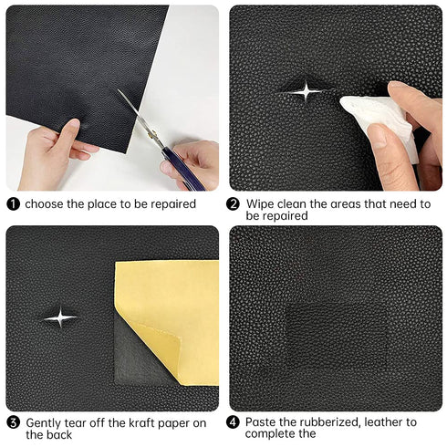 Leather Repair Patch Tape Night Gray 3 x 60 inch Self Adhesive Leather Repair Tape for Furniture, Car Seats, Couch, Sofa, Office Chair, Vinyl Repa...