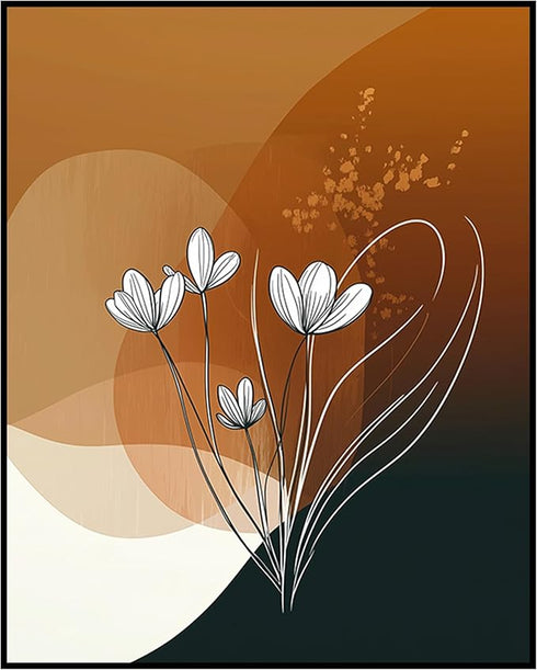 Posterizer 1 pcs-minimalist floral line drawing-beige chic poster 2-Floral & Botanical Art-Abstract & Modern Art-Decor for Home & Office- unframed...