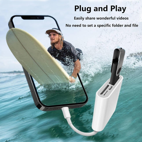 SD Card Reader for iPhone Lightning to 4 in 1 USB Camera Adapter Compatible Female OTG Micro SD TF Memory Card Reader for iPad with Charging Port...