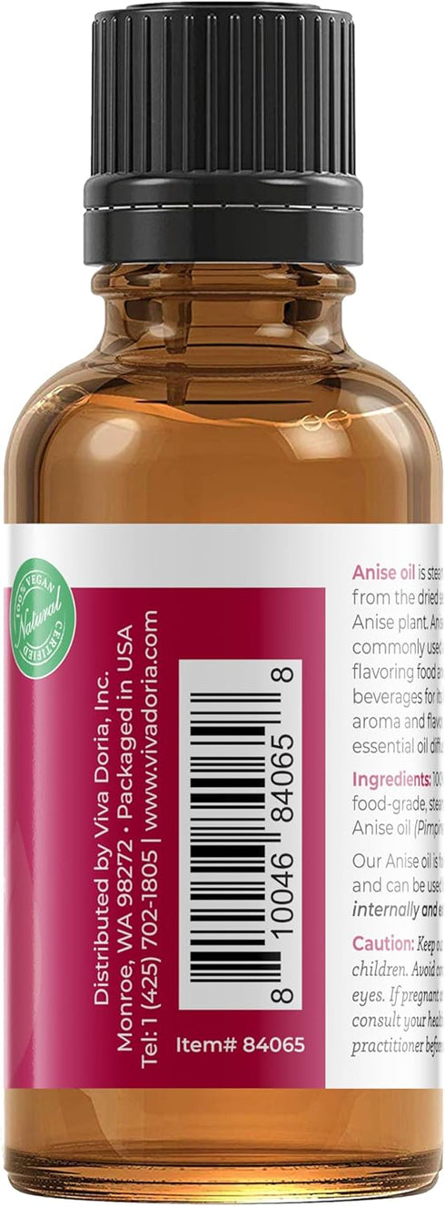 Viva Doria 100% Pure Anise Essential Oil, Undiluted, Food Grade, Spanish Anise Oil 30 mL (1 Fluid Ounce)...
