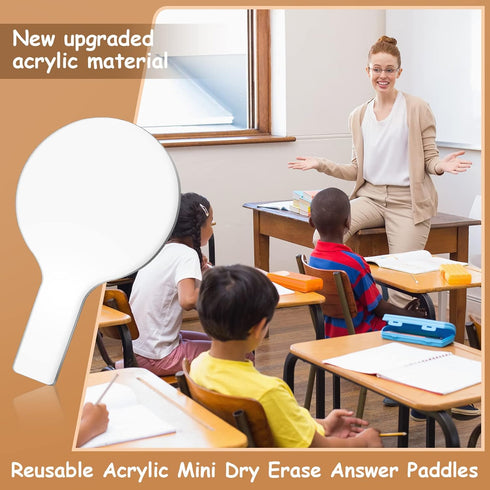 4 Pieces Mini Dry Erase Answer Paddles Acrylic Answer Board Double-Sided Answer Paddles Quick Response Board with Handle for Teaching Games Home O...