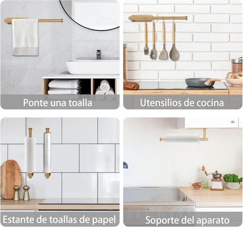Paper Towel Holder Under Cabinett Countertop Wall Mount for Kitchen Bathroom Pantry Sink Countertop Counter,SUS304 Stainless Steel PaperTowel Rack...