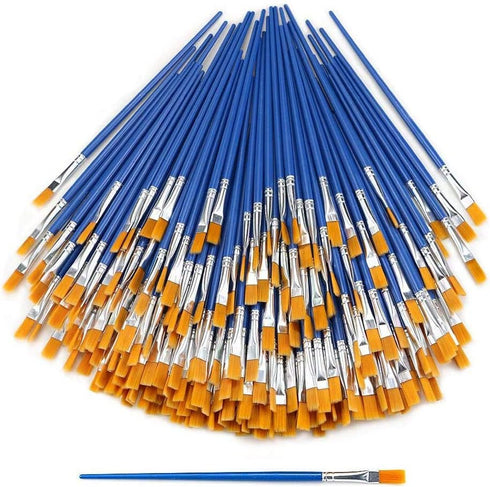 120 Pcs Blue Handle Paint Brushes, Paint Brushes Kits Set, Nylon Flat Paint Brushes, Oil Watercolor Artist Painting Brushes...