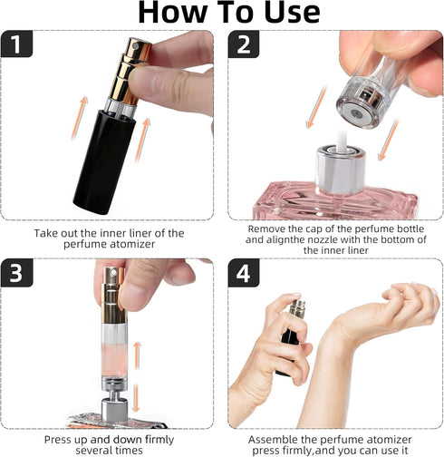 AC00BK Perfume atomiser, Magnetic Lid Refillable Perfume Bottle, Portable and Leak-proof, Bottom Fill, Suitable for Women and Men Travel and Gifts...