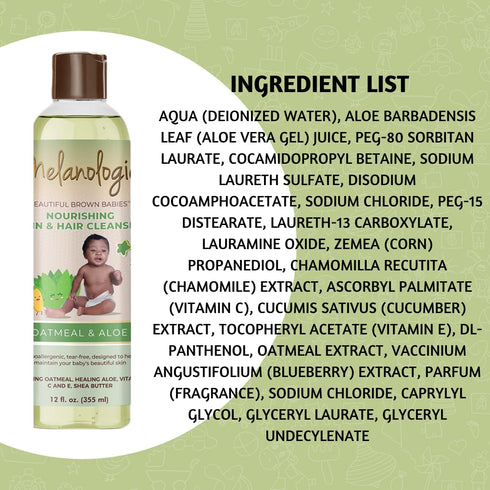 Beautiful Brown Babies Nourishing Gentle Baby Skin and Hair Cleanser, Sulfate-, Paraben-, Phthalate- & Dye-Free, Hypoallergenic, Oatmeal & Aloe 12...