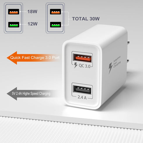 Dual USB Wall Charger 30W, Costyle Quick Fast Charger 3.0 Power Adapter & 5V 2.4A USB Charger Block Plug Compatible Galaxy S23 S22 S21 S20 S10,Not...