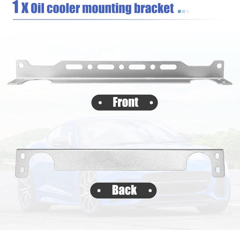 X AUTOHAUX Universal Oil Cooler Mounting Bracket Kit 330mm Aluminum Alloy Engine Oil Cooler Radiator Adapter Kit Oil Cooler Bracket Kit Silver Ton...